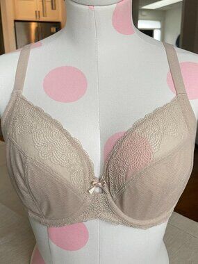 Chantelle Le Marais Lace Plunge Underwire Full Coverage Bra C27310 Beige 34DD